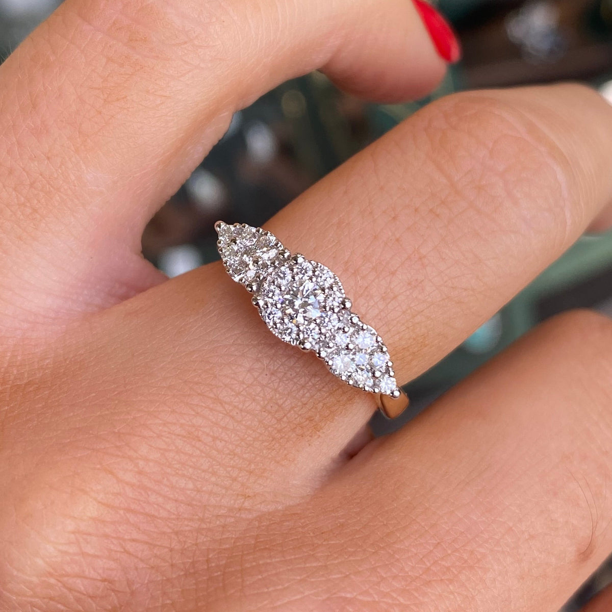 9ct Gold Trilogy Cluster Engagement Ring | 0.51ct