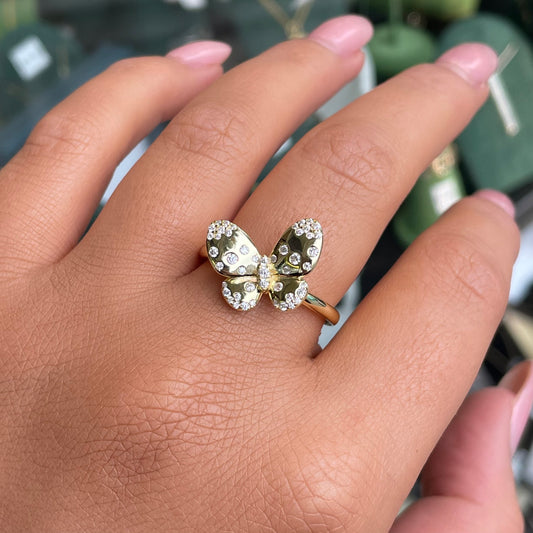 Sunshine CZ Speckled Butterfly Ring