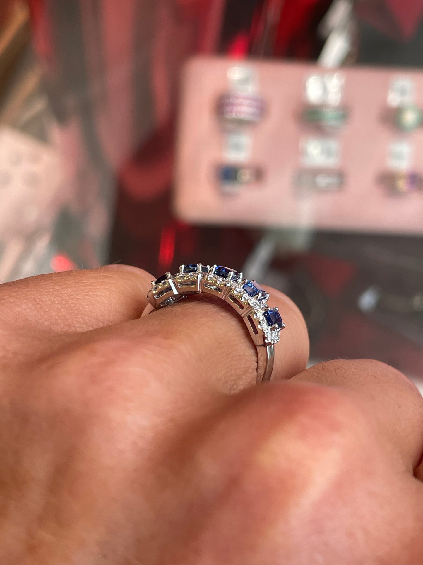 Platinum Sapphire & Diamond Garland Ring