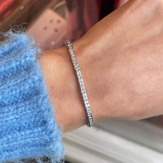 Silver 2.9mm Princess CZ Tennis Bracelet | 19cm - John Ross Jewellers