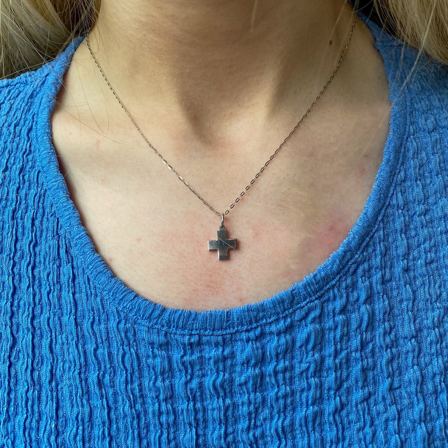 9ct White Gold Square Cross Pendant - Polished - John Ross Jewellers