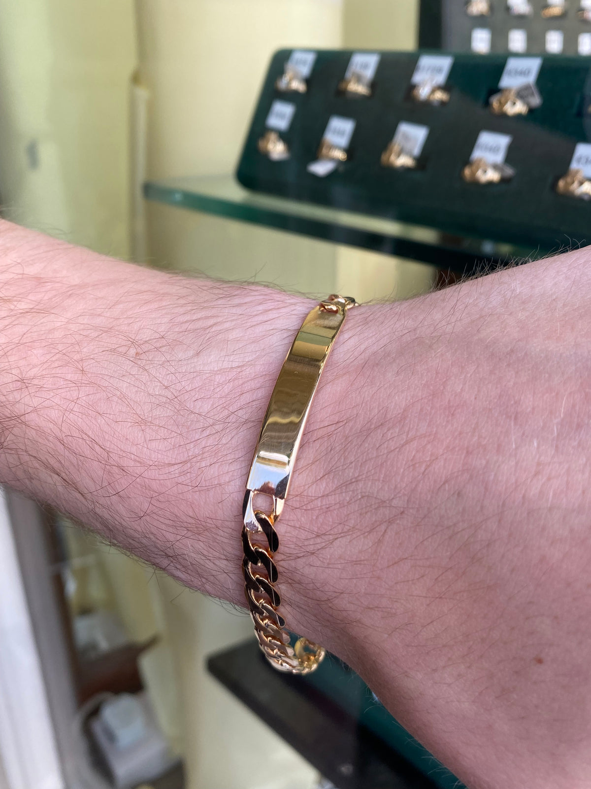 9ct Gold Curb Identity Bracelet - Heavy