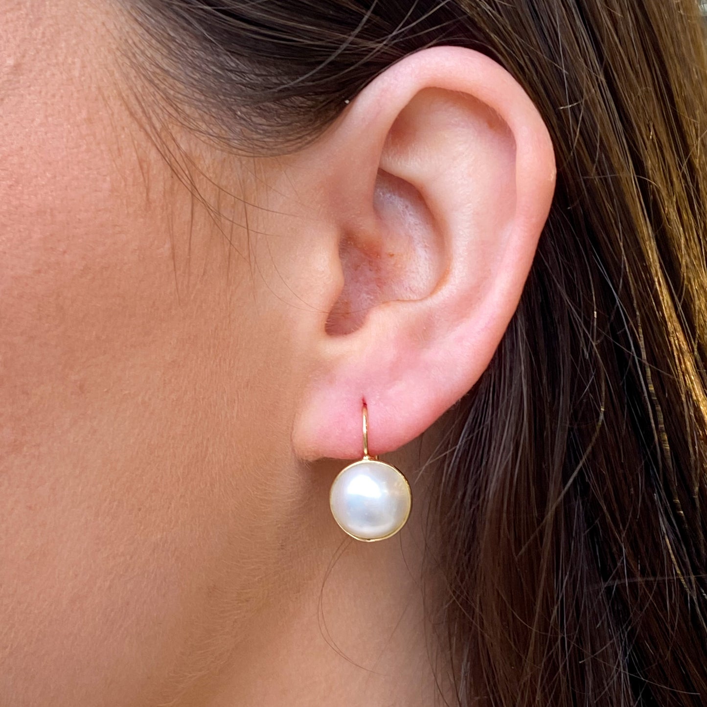 18ct Gold Mabé Pearl Drop Earrings - John Ross Jewellers