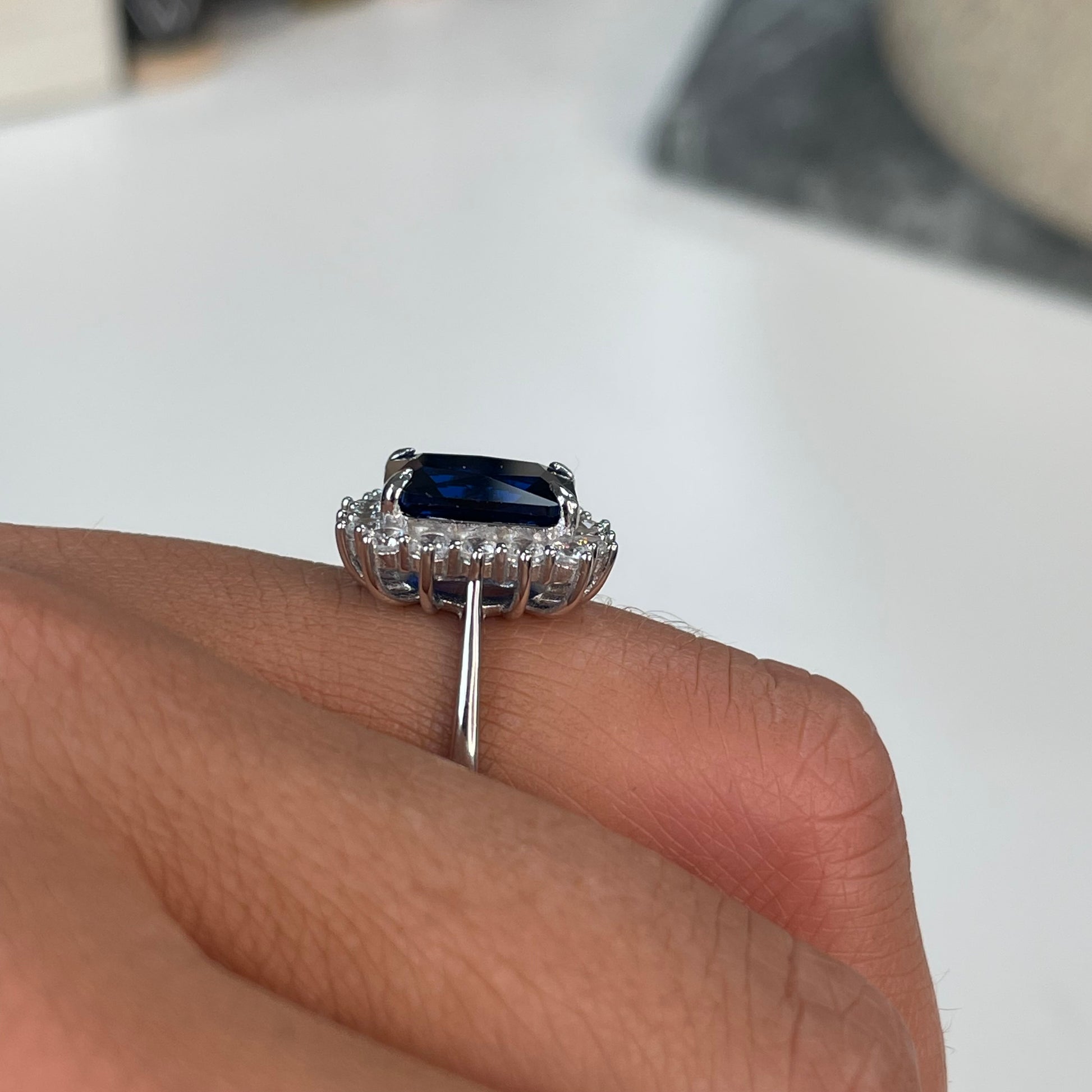 Silver Sapphire Blue CZ Statement Ring - John Ross Jewellers