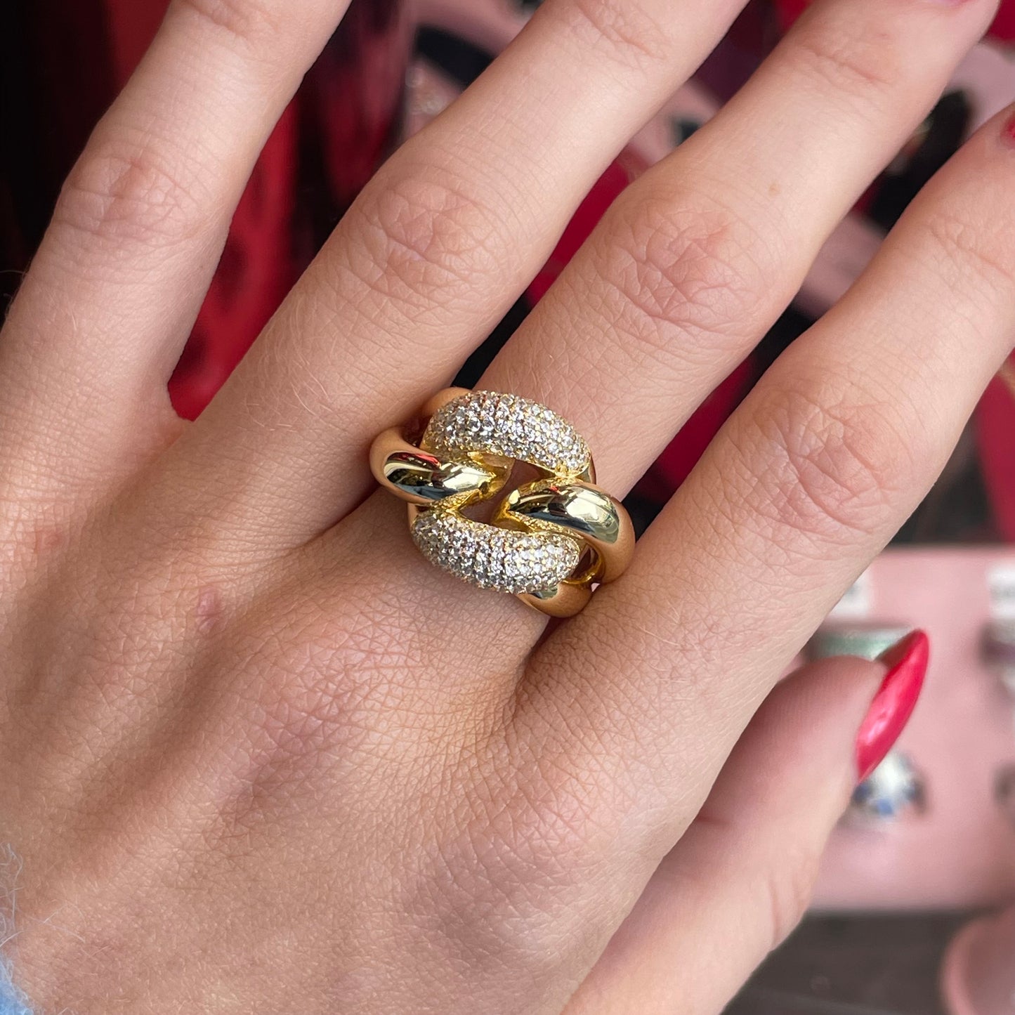 Sunshine Chunky CZ Curb Link Ring - John Ross Jewellers