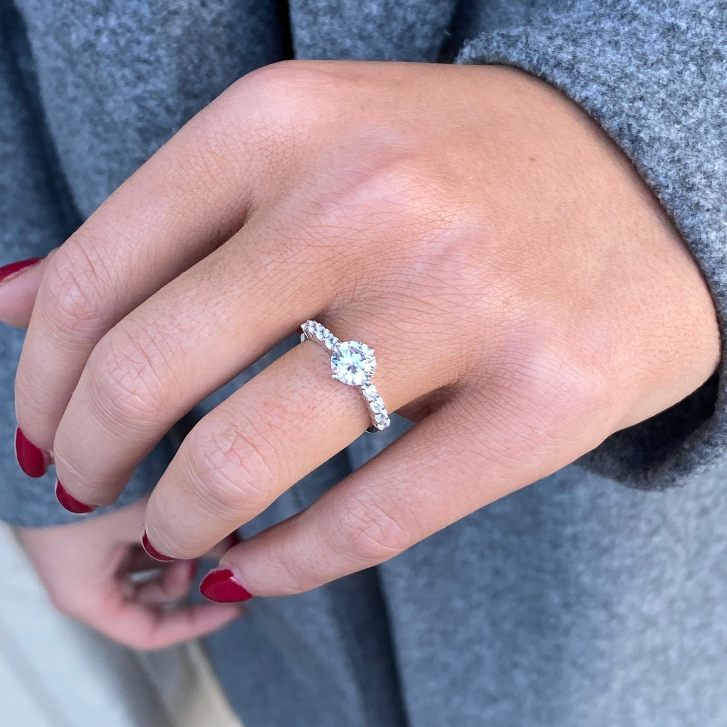 Silver CZ Solitaire Ring