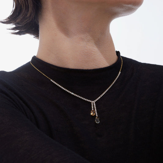 Victoria Cruz Champagne Lariat Necklace - John Ross Jewellers