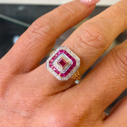 9ct Gold Ruby & Diamond Ring - John Ross Jewellers