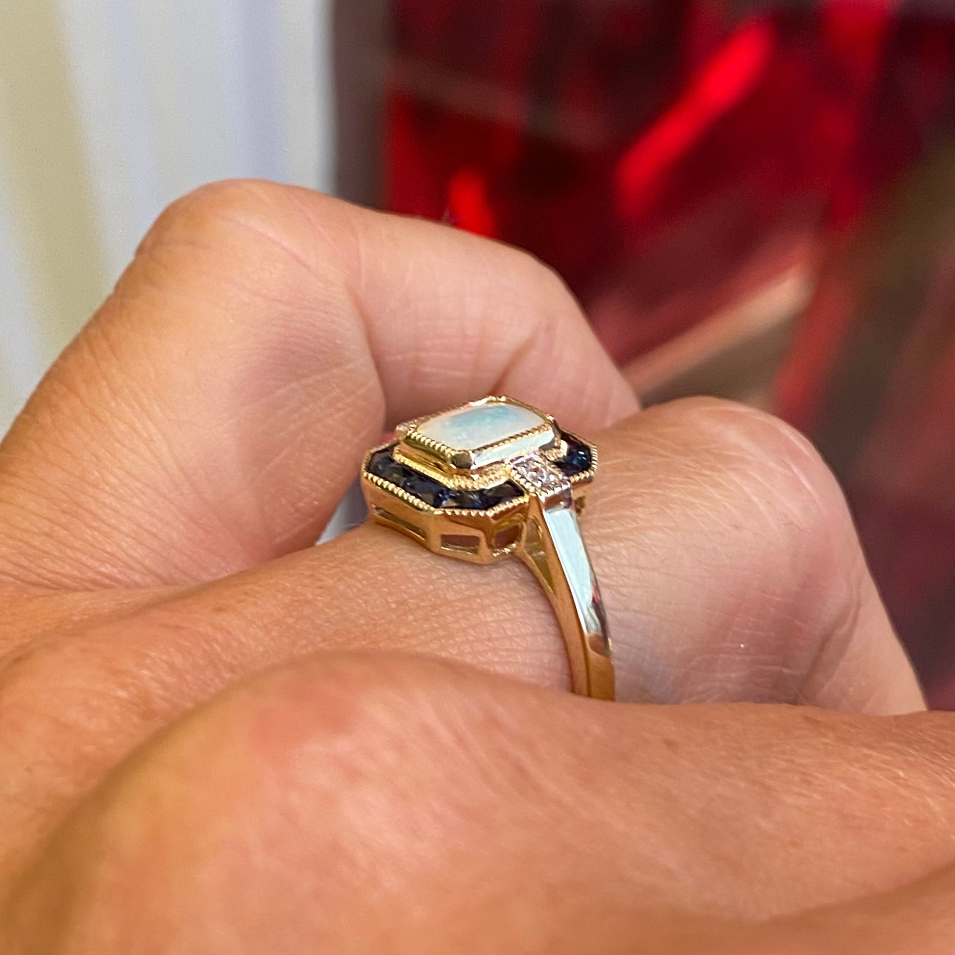 9ct Gold Opal, Sapphire & Diamond Ring - John Ross Jewellers