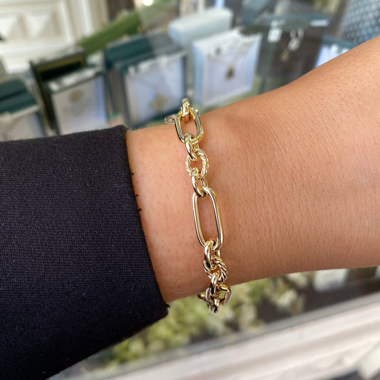 9ct Gold Chunky Mixed Link Bracelet
