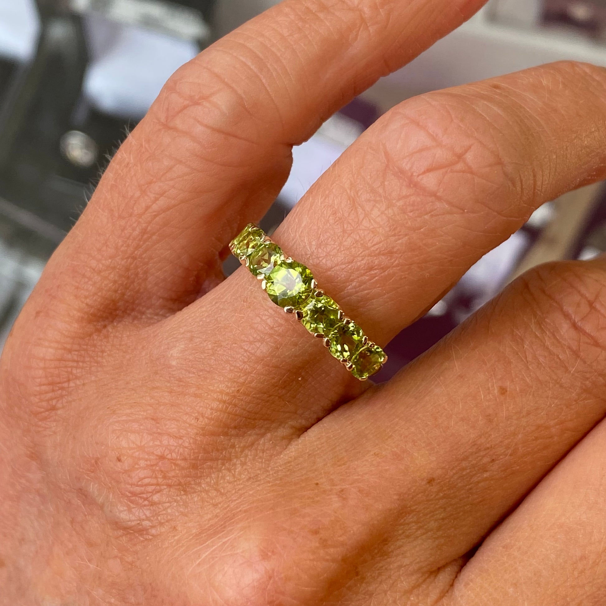 9ct Gold Graduated Eternity Ring - Peridot - John Ross Jewellers