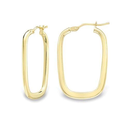 9ct Gold Rectangular Hoop Earrings | 25mm - John Ross Jewellers