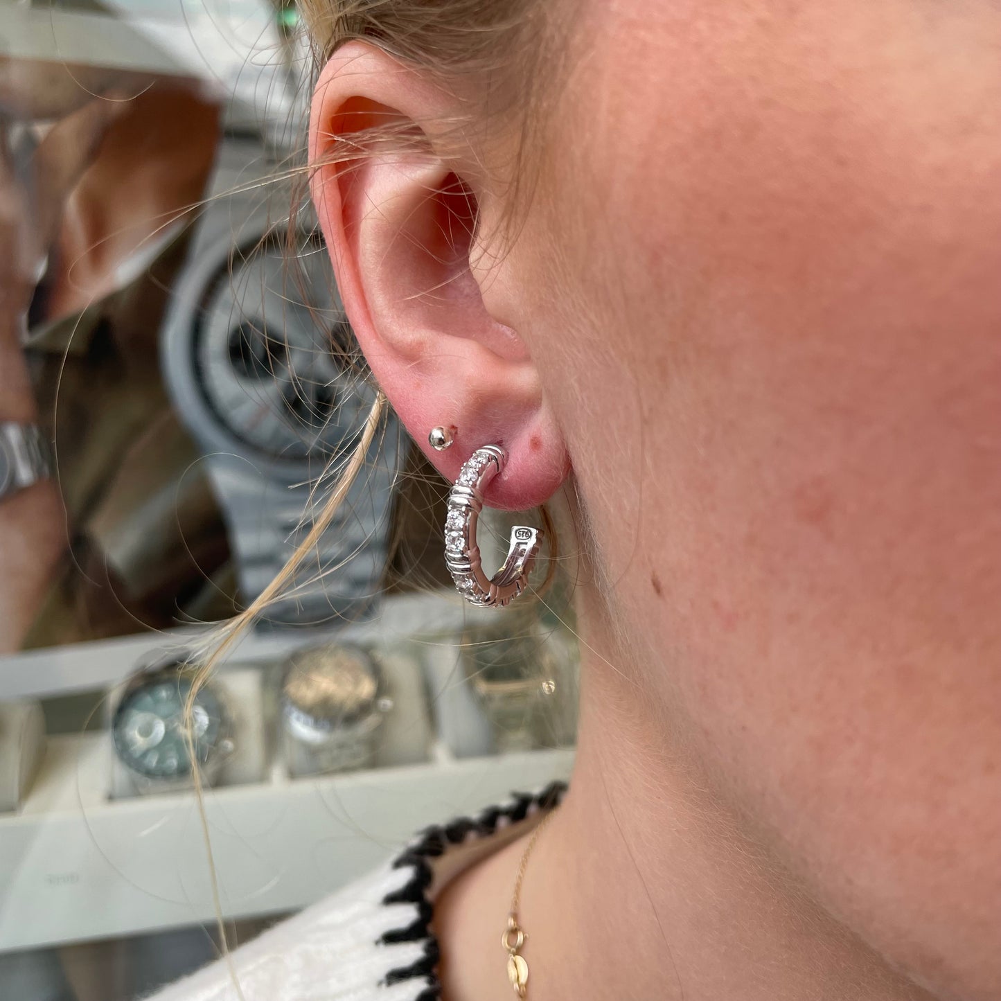 Silver CZ Hoop Earrings - John Ross Jewellers