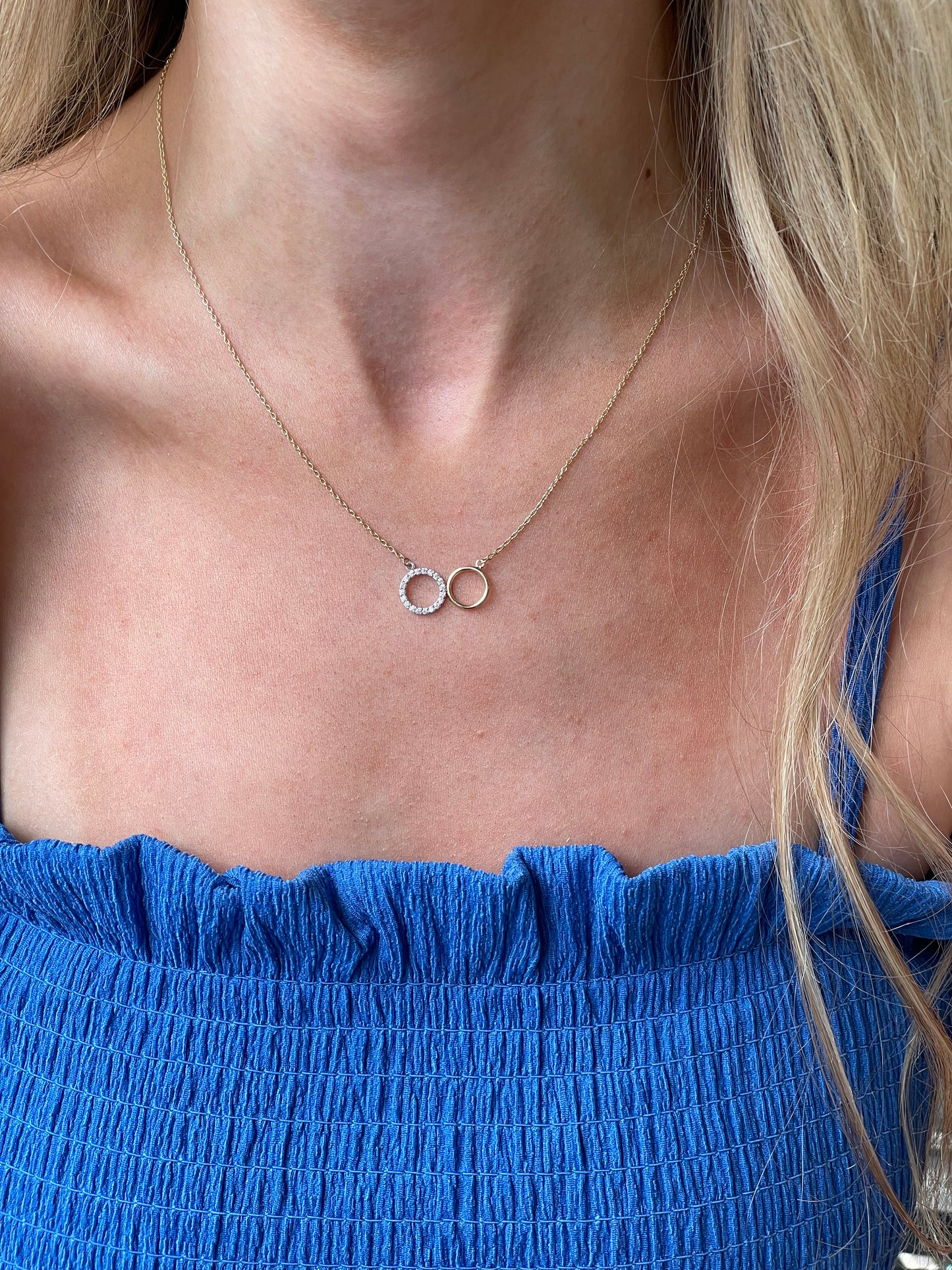 9ct Gold CZ Unity Necklace | Side by Side