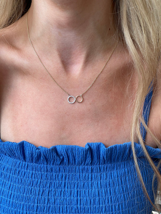 9ct Gold CZ Unity Necklace | Side by Side