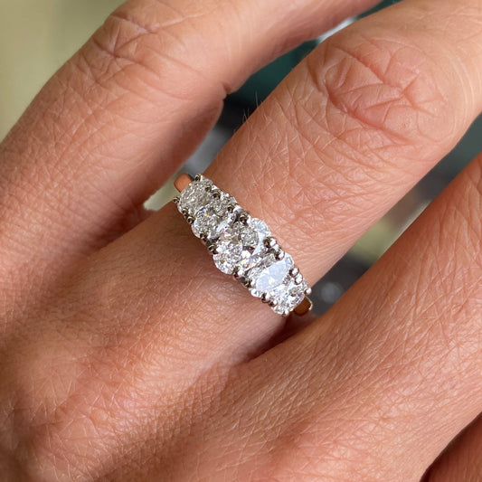 18ct Gold Oval Five Stone Eternity Ring | Certificated Lab 1.50ct