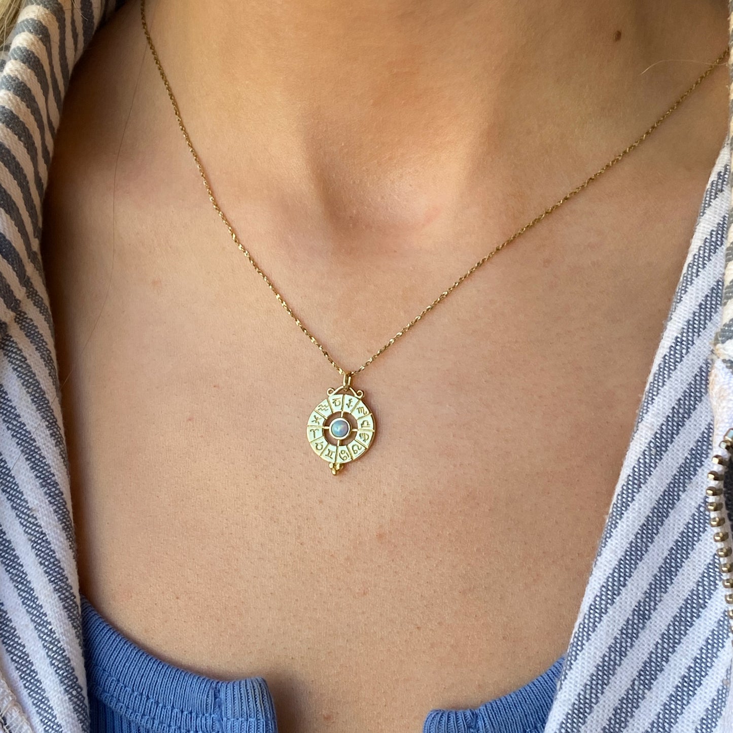 Sunshine Opalique Zodiac Disc Necklace - John Ross Jewellers