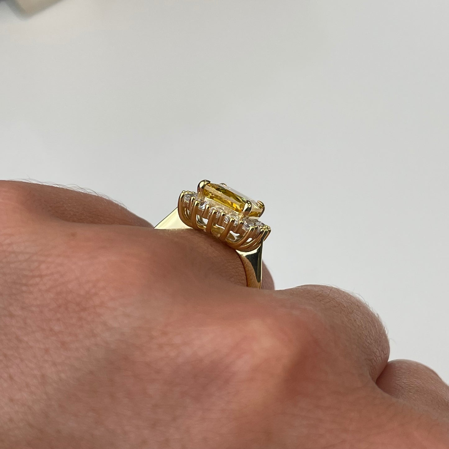 Sunshine Lemon CZ Emerald Cut Cluster Ring - John Ross Jewellers