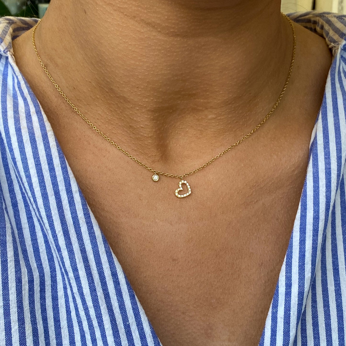 18ct Gold Diamond Set Open Heart Necklace - John Ross Jewellers