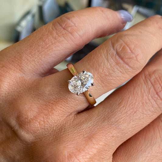 18ct Gold Oval Solitaire Engagement Ring | Lab 2.01ct Certificated