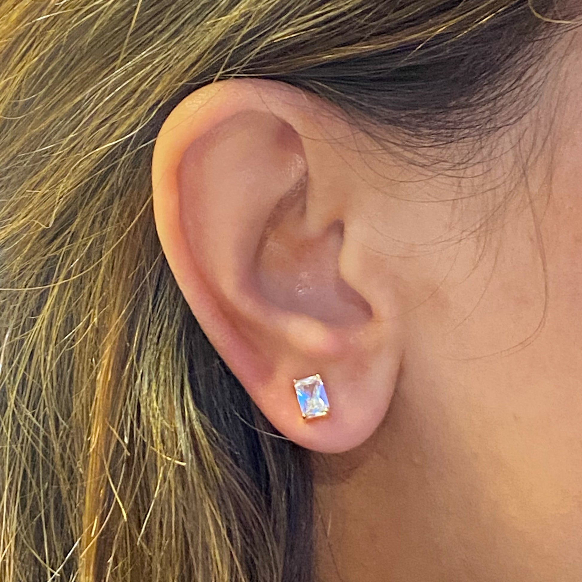 SUNSHINE Emerald Cut CZ Stud Earrings - John Ross Jewellers