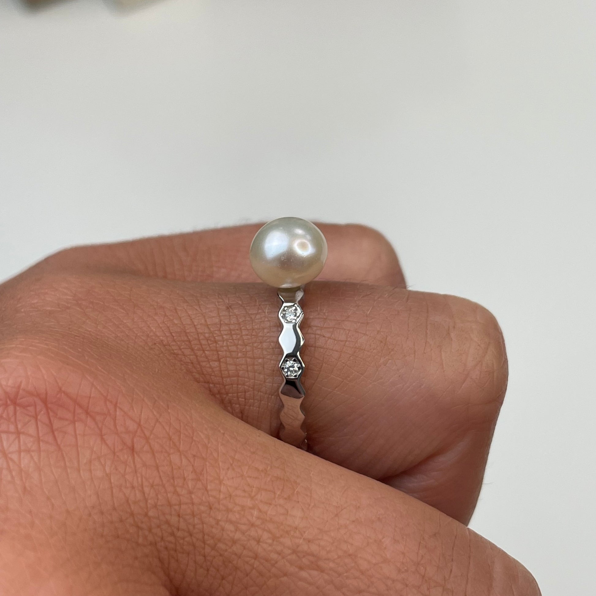Silver Freshwater Pearl & CZ Ring| 8mm - John Ross Jewellers