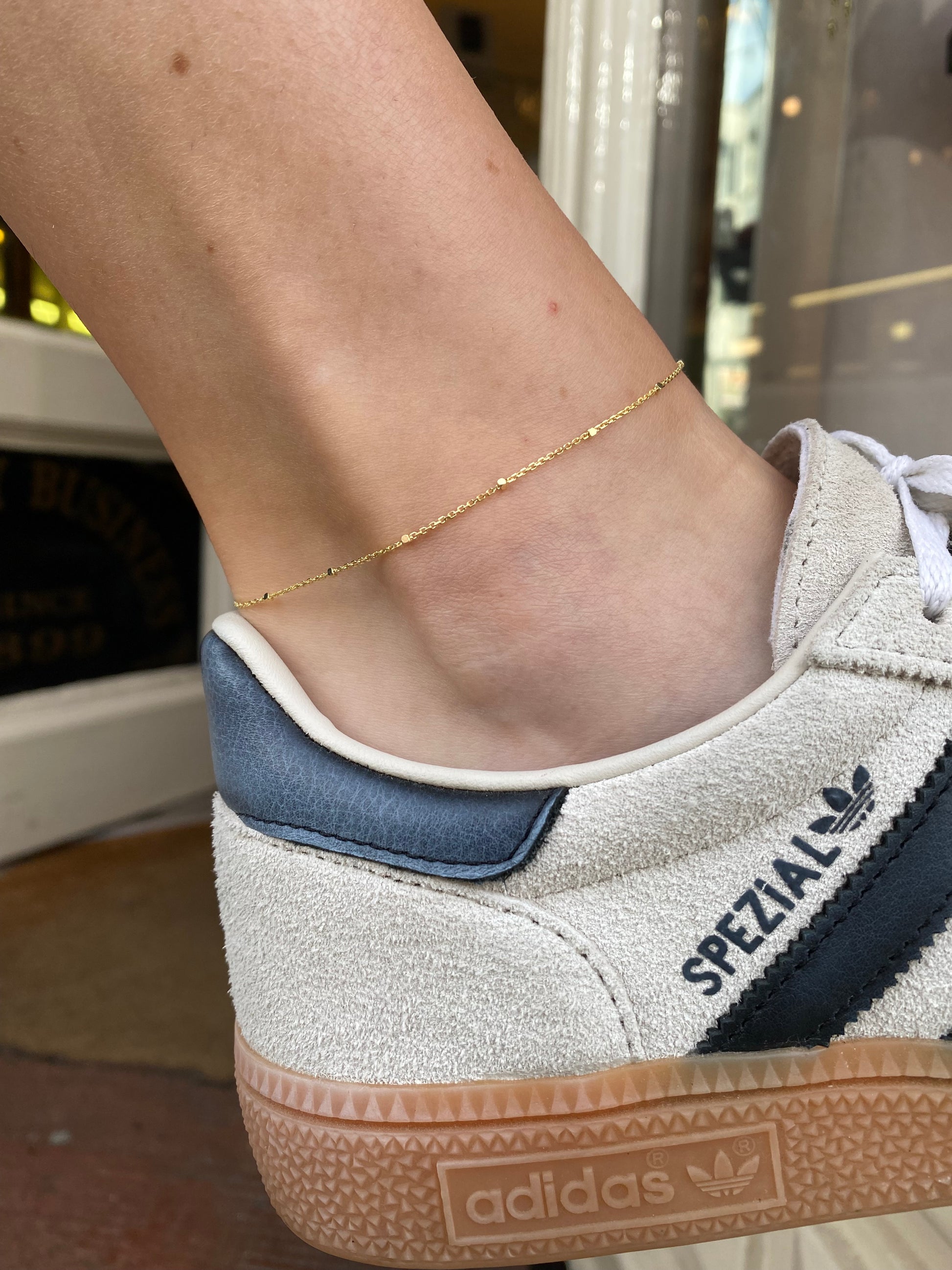 9ct Gold Diamond Cut Station Chain Anklet - John Ross Jewellers