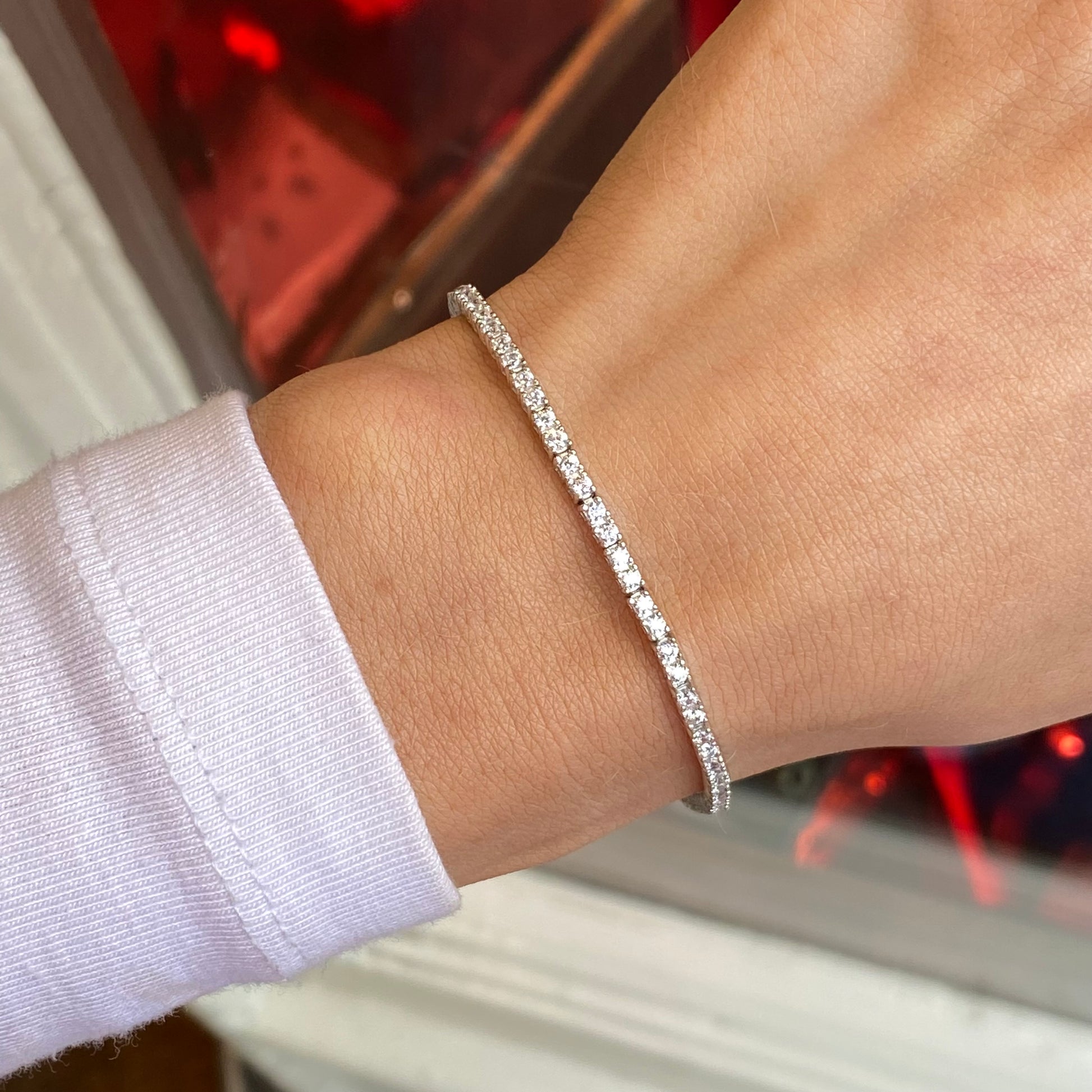 Silver 2mm CZ Tennis Bracelet | 19cm - John Ross Jewellers