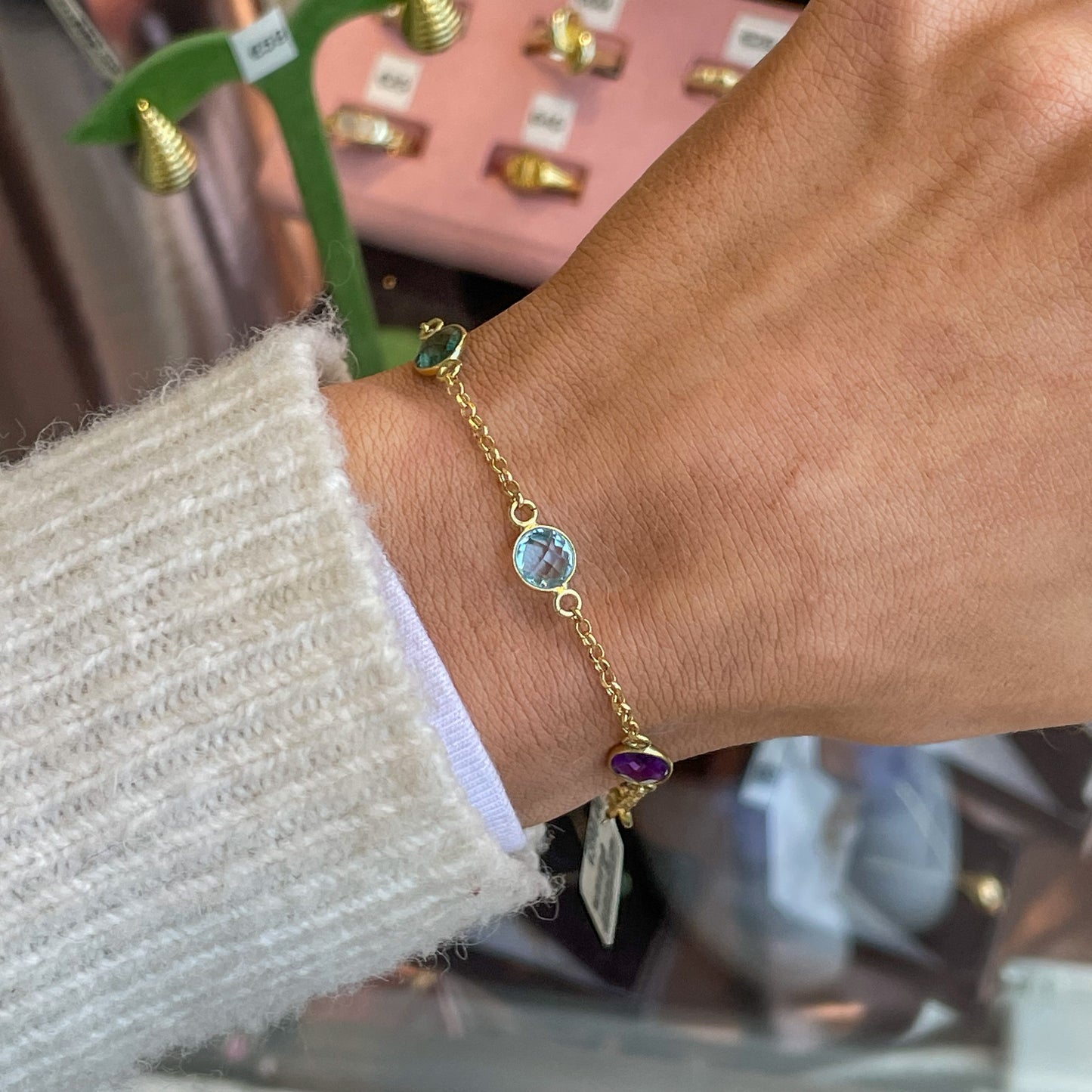 18ct Gold Multicoloured Semiprecious Bracelet - John Ross Jewellers