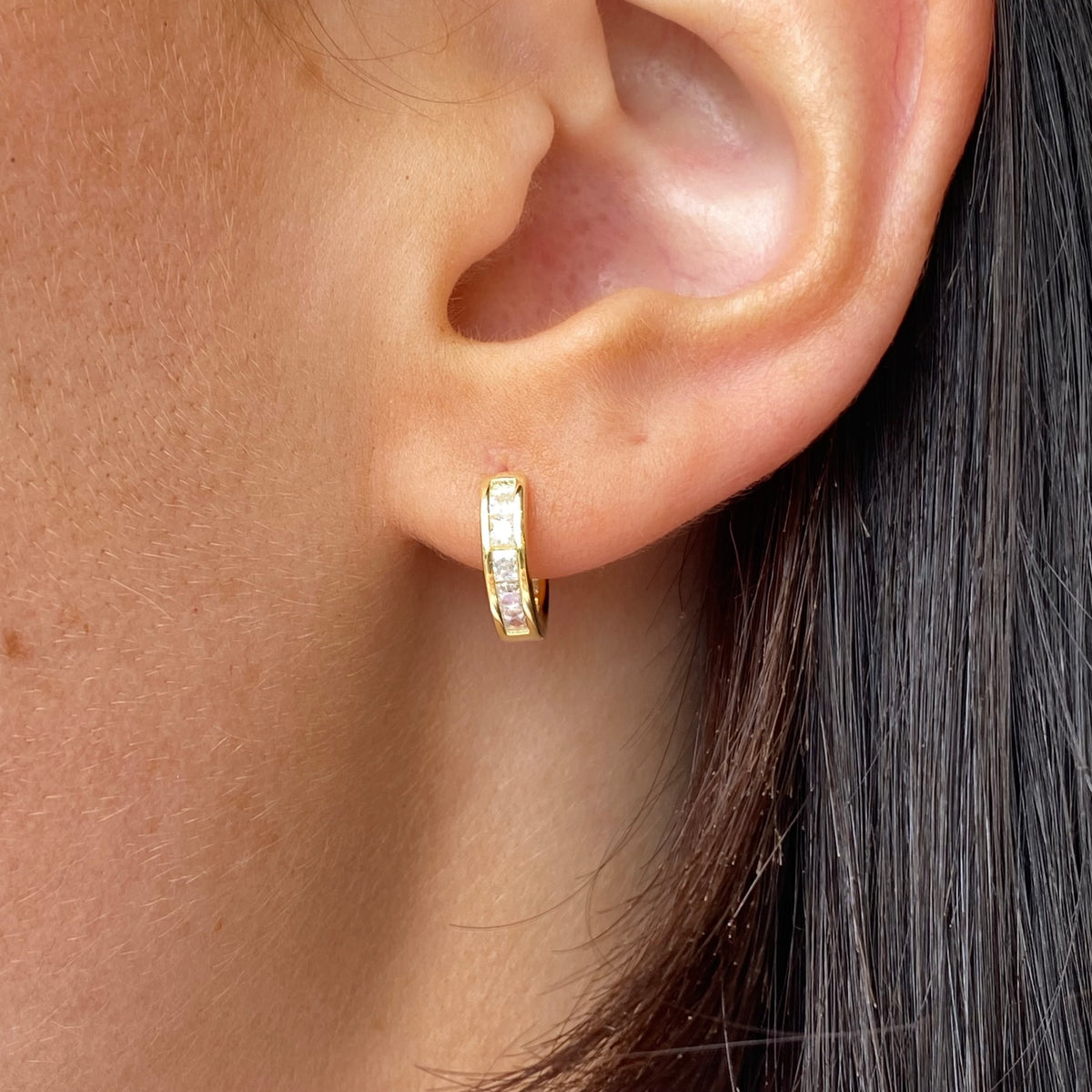 Sunshine CZ Hoop Earrings | Channel Set