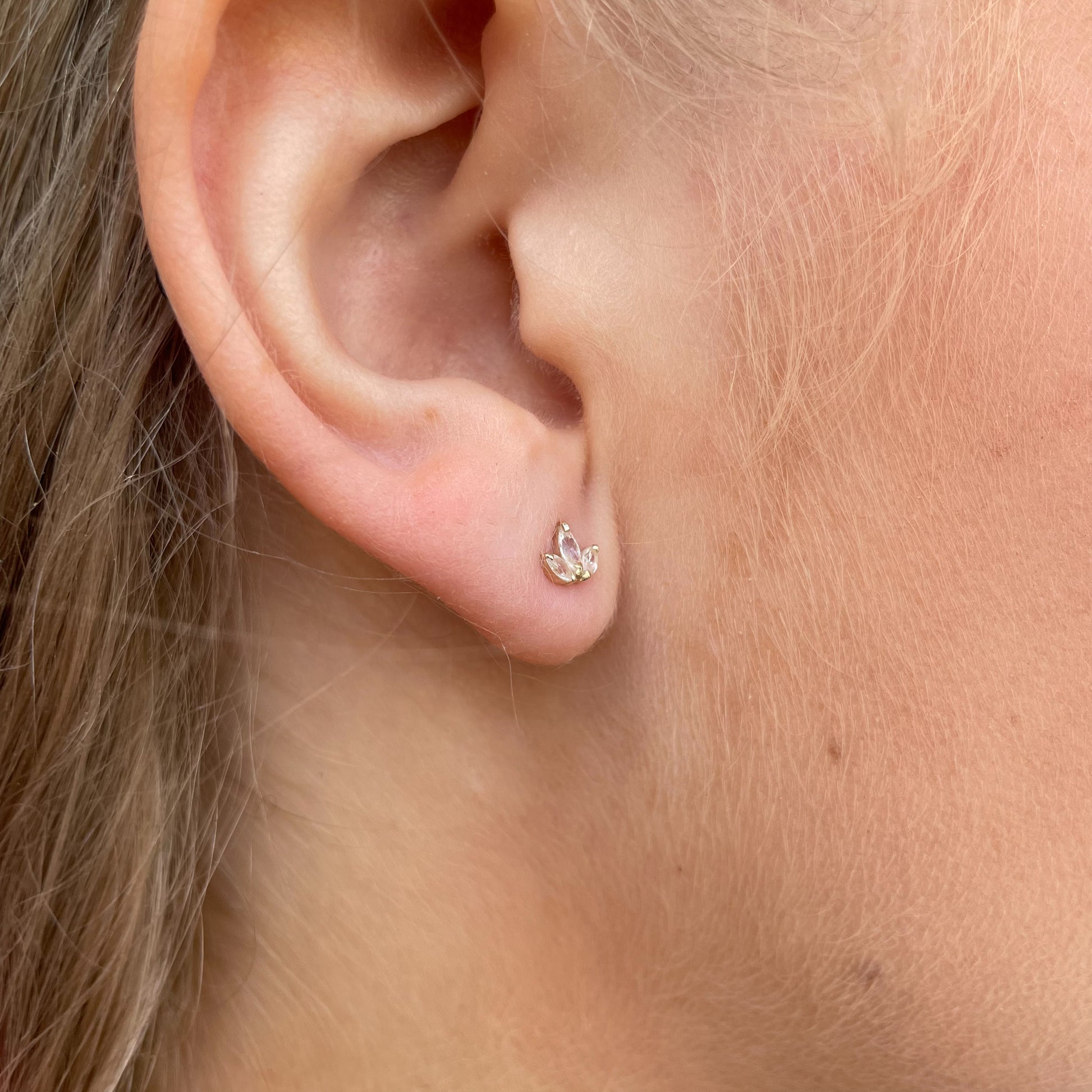 9ct Gold CZ Lotus Stud Earrings - John Ross Jewellers