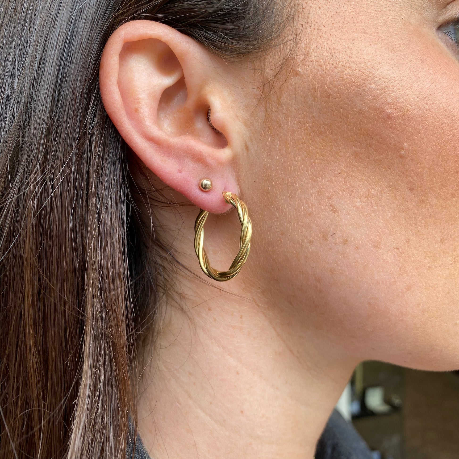 9ct Gold Braided Twist Hoop Earrings | 20mm - John Ross Jewellers