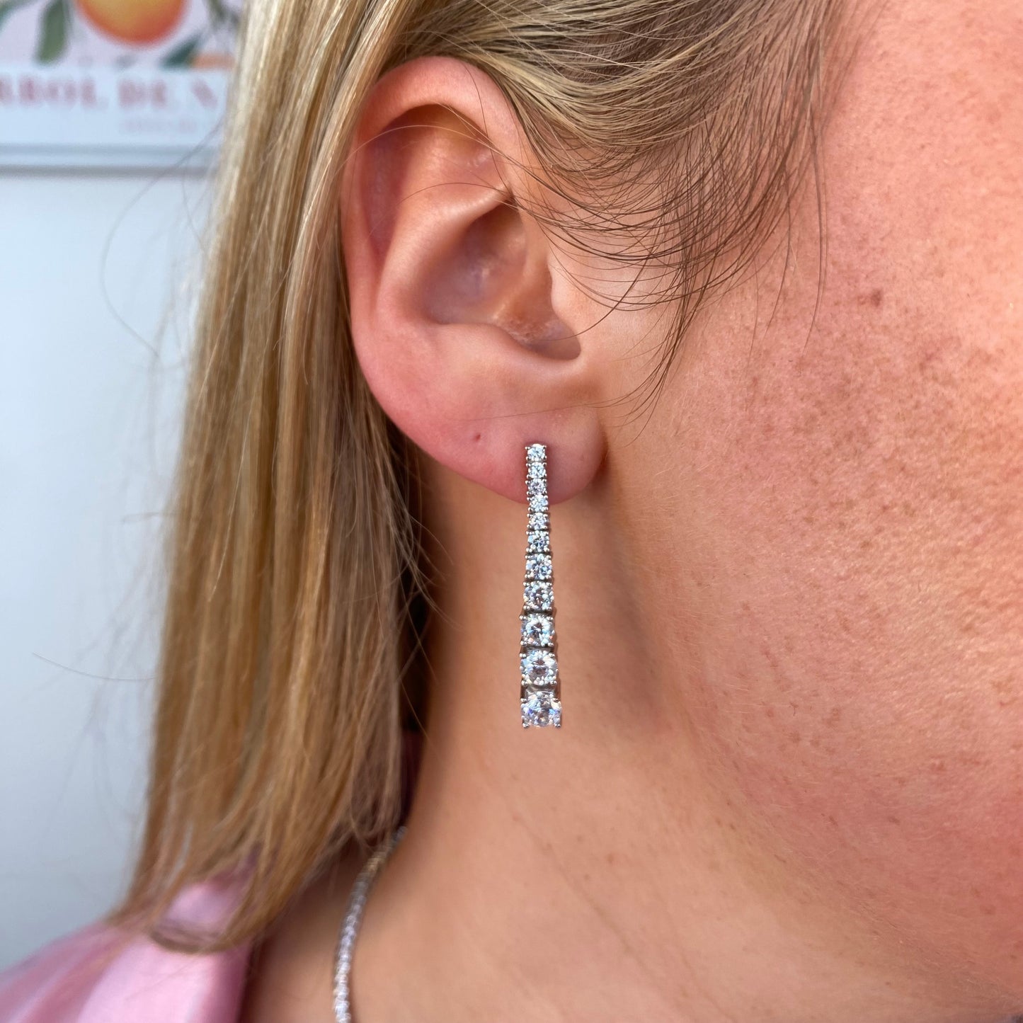 Silver Samantha Drop Earrings by Comero featuring elegant, dangling design with polished silver finish.