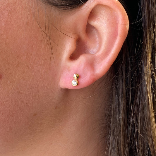 9ct Gold CZ Double Stud Earrings - John Ross Jewellers