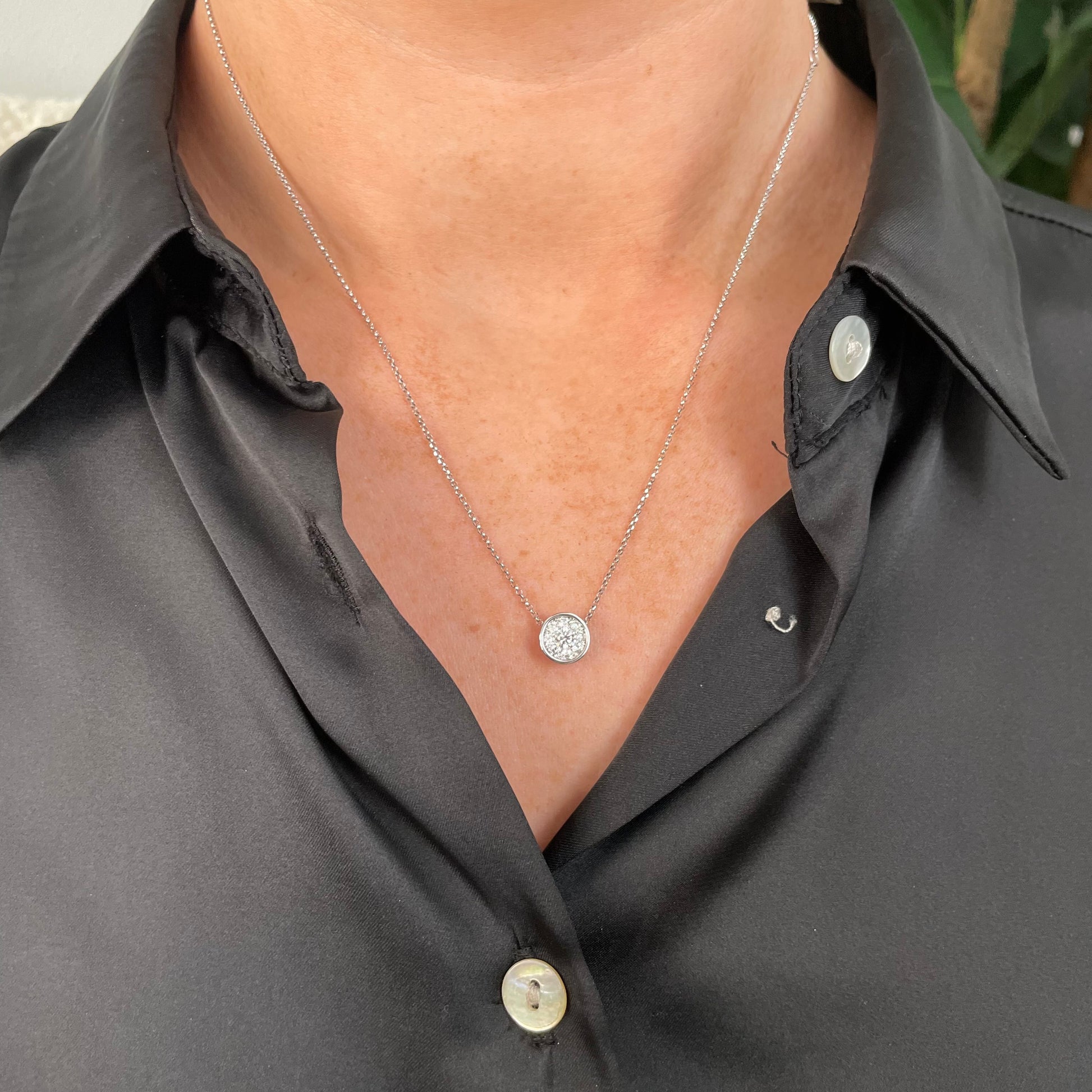 18ct White Gold Cluster Slider Diamond Pendant - John Ross Jewellers