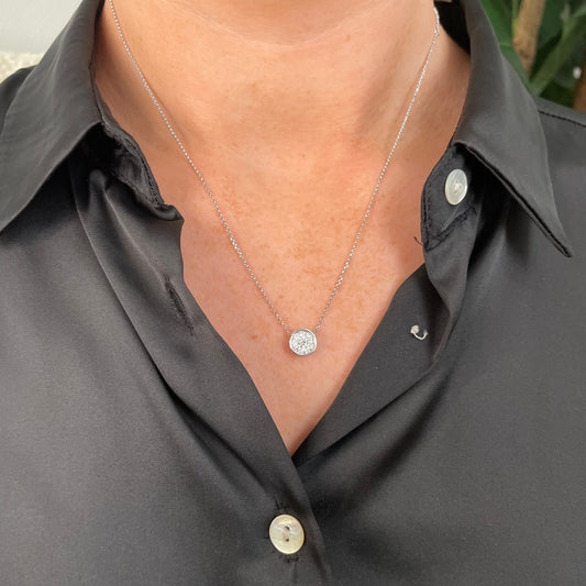 18ct White Gold Cluster Slider Diamond Pendant - John Ross Jewellers