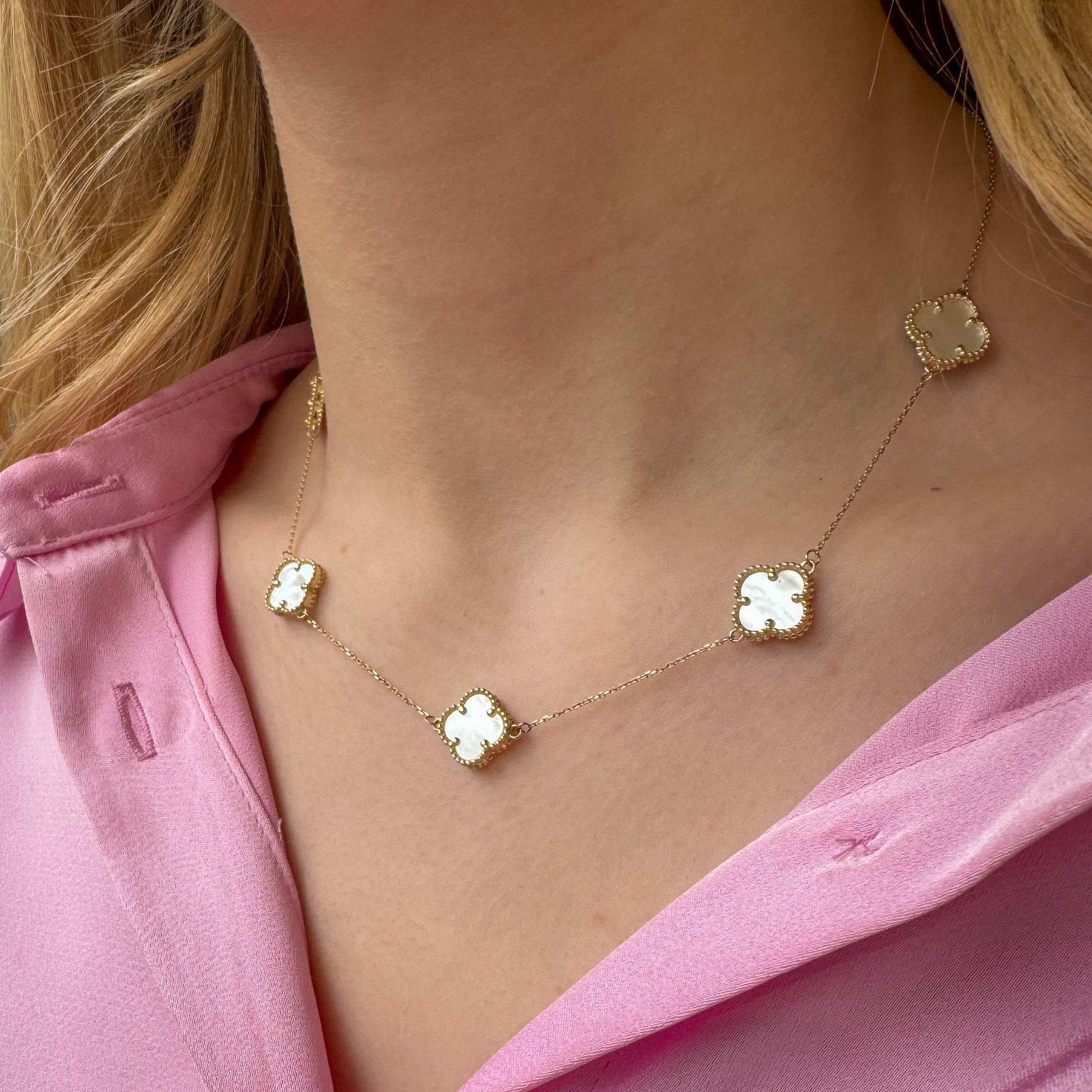 9ct Gold Alhambra Mother of Pearl Quatrefoil Necklace - John Ross Jewellers