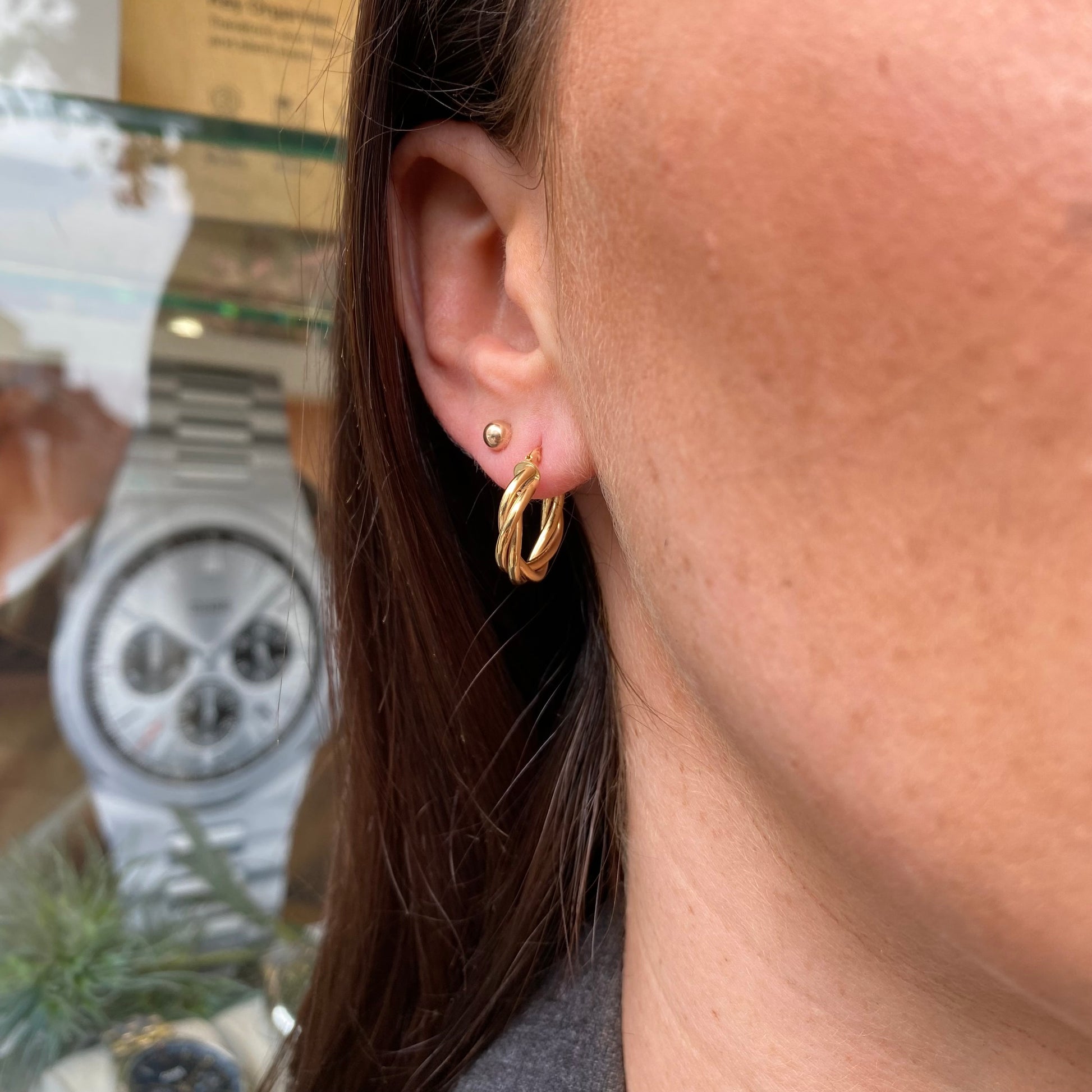 9ct Gold Braided Twist Hoop Earrings | 17mm - John Ross Jewellers