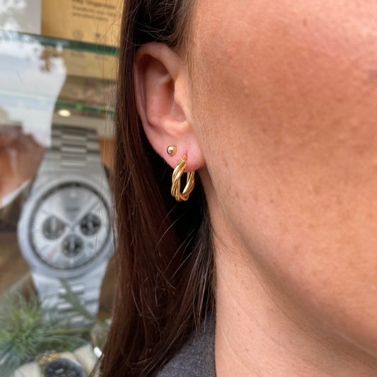 9ct Gold Braided Twist Hoop Earrings | 17mm - John Ross Jewellers