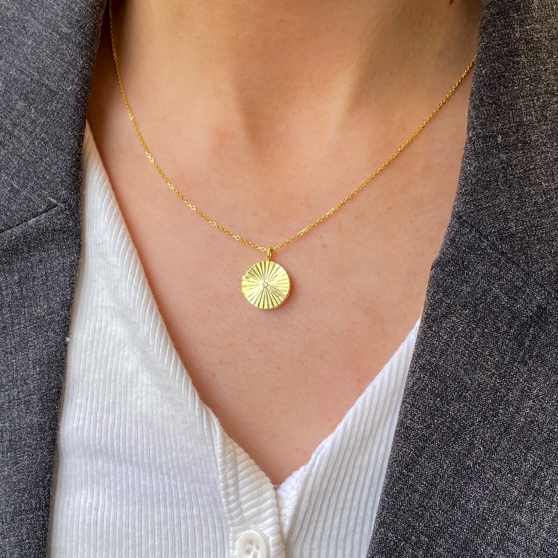 Sunshine Sunray CZ Locket Necklace - John Ross Jewellers