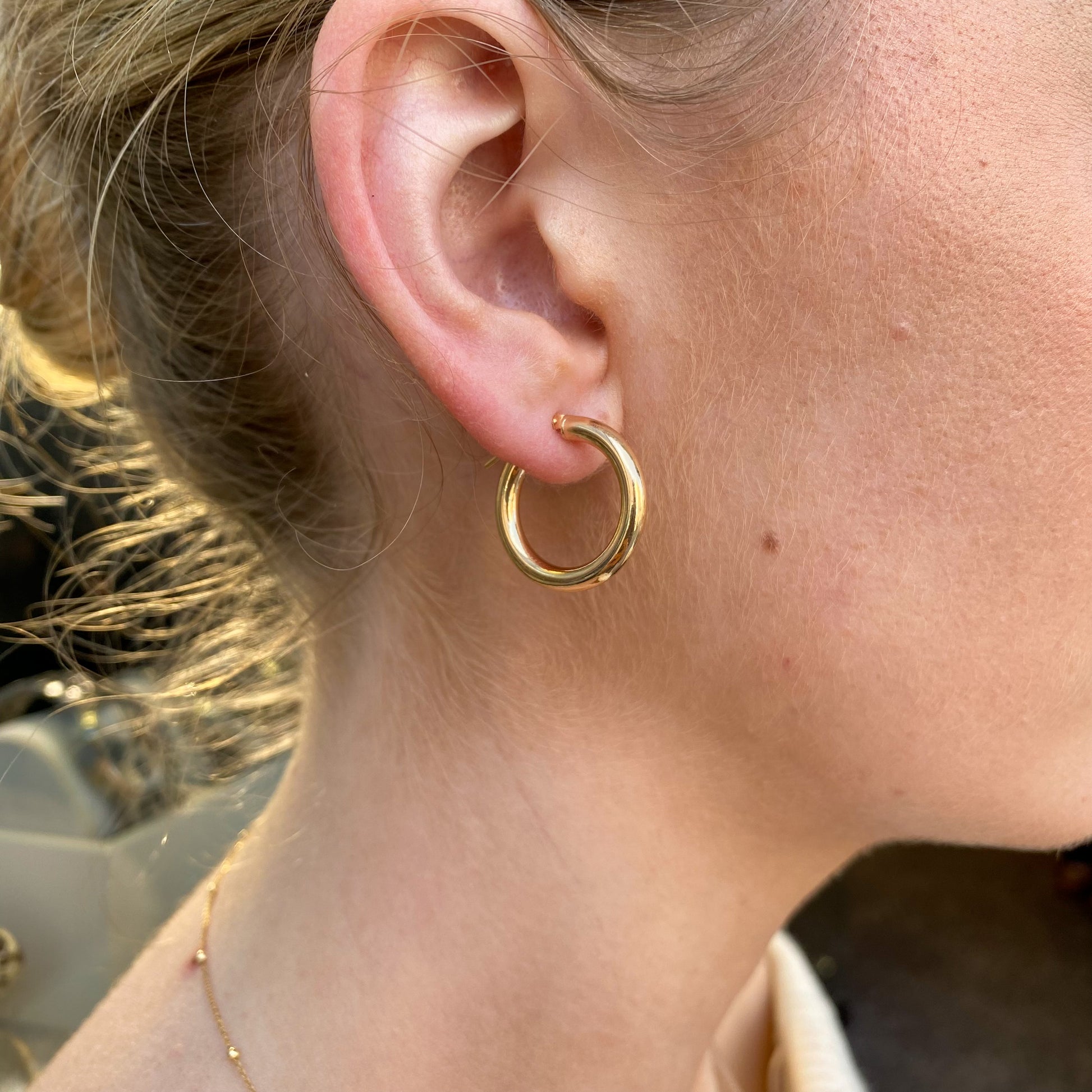 9ct Gold Tube Hoop Earrings 15mm - John Ross Jewellers