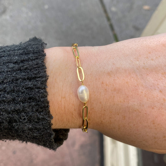 SUNSHINE Frewhwater Pearl Paper Link Bracelet - John Ross Jewellers