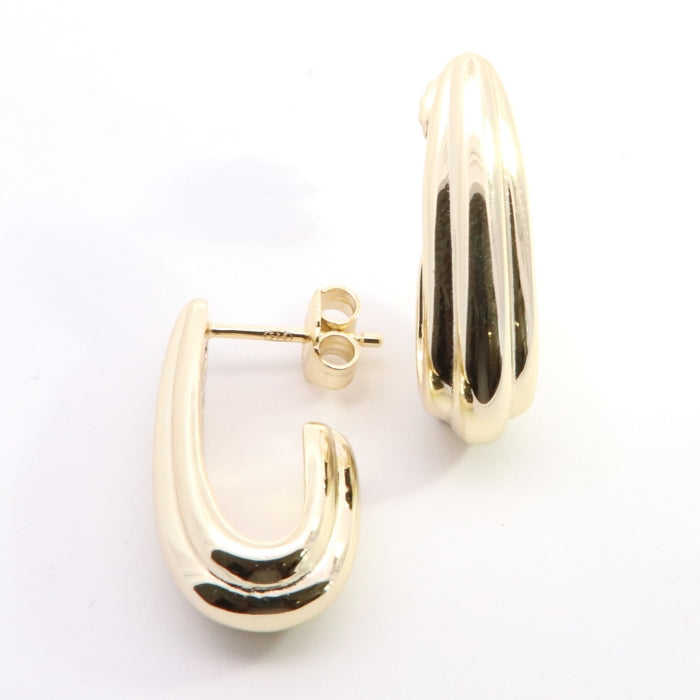 Sunshine Chunky Ribbed J Hoop Earrings - John Ross Jewellers