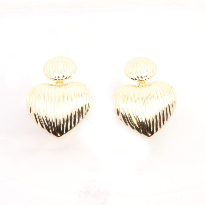 Sunshine Textured Two Hearts Drop Earrings - John Ross Jewellers