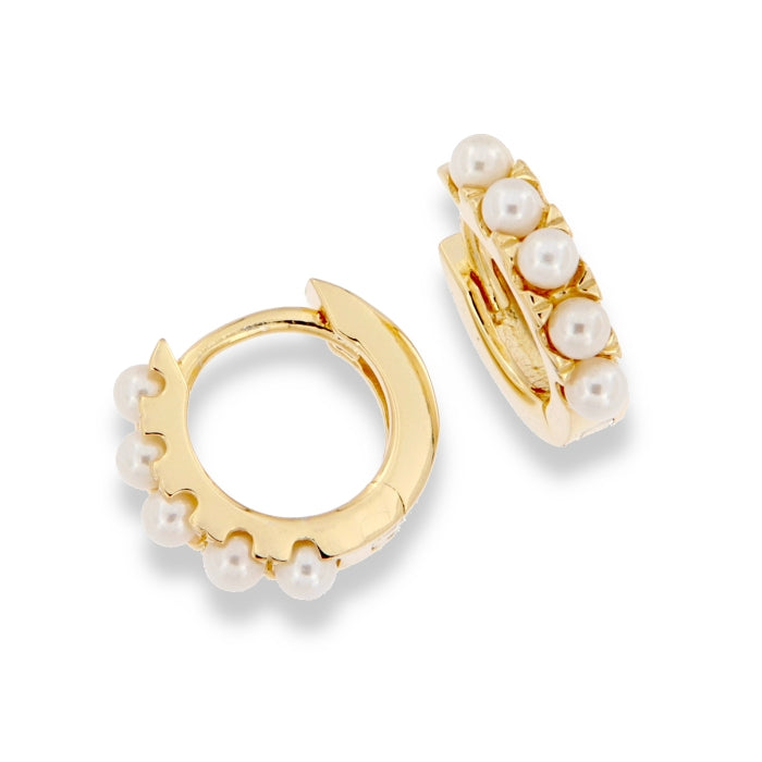 Sunshine Faux Pearl Huggie Hoop Earrings