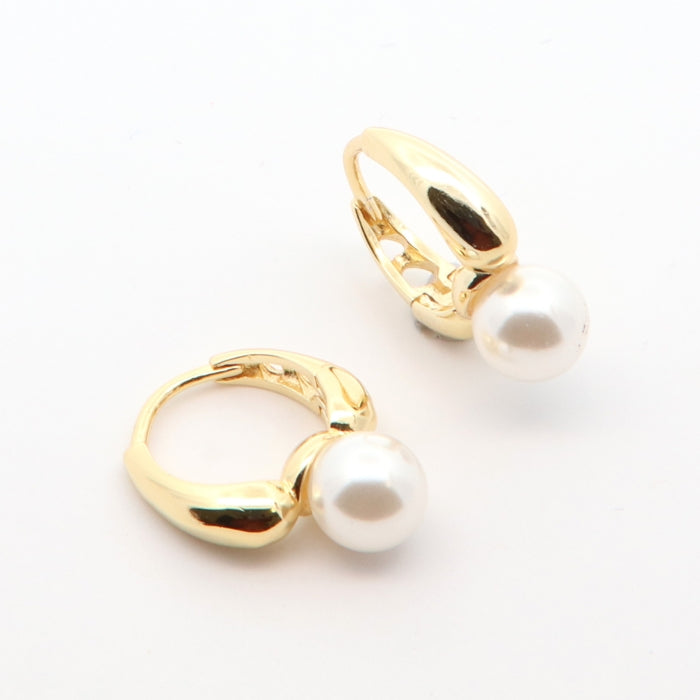 Sunshine Faux Pearl Huggie Hoop Earrings