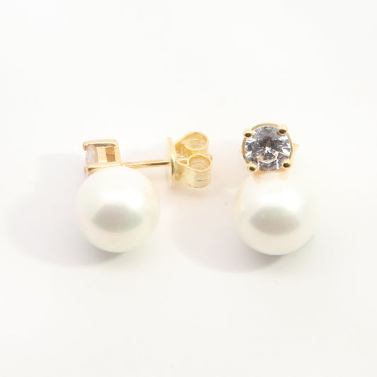 Sunshine CZ & Pearl Stud Earrings