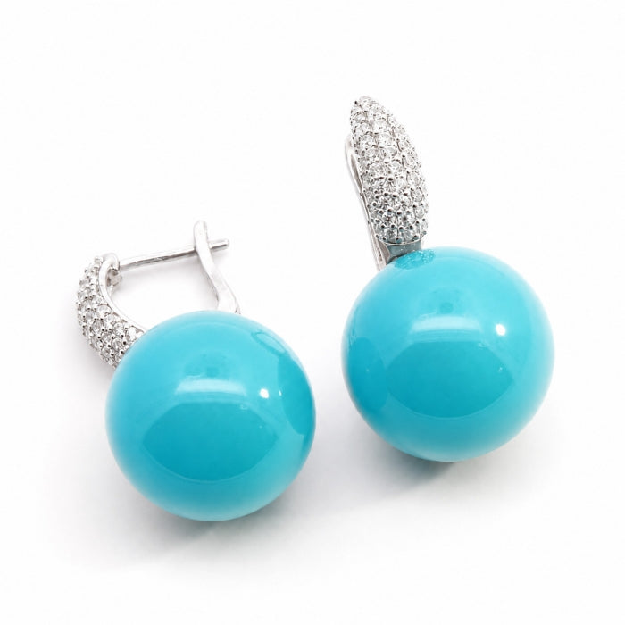 Sunshine Faux Turquoise & CZ Drop Earrings | 12mm