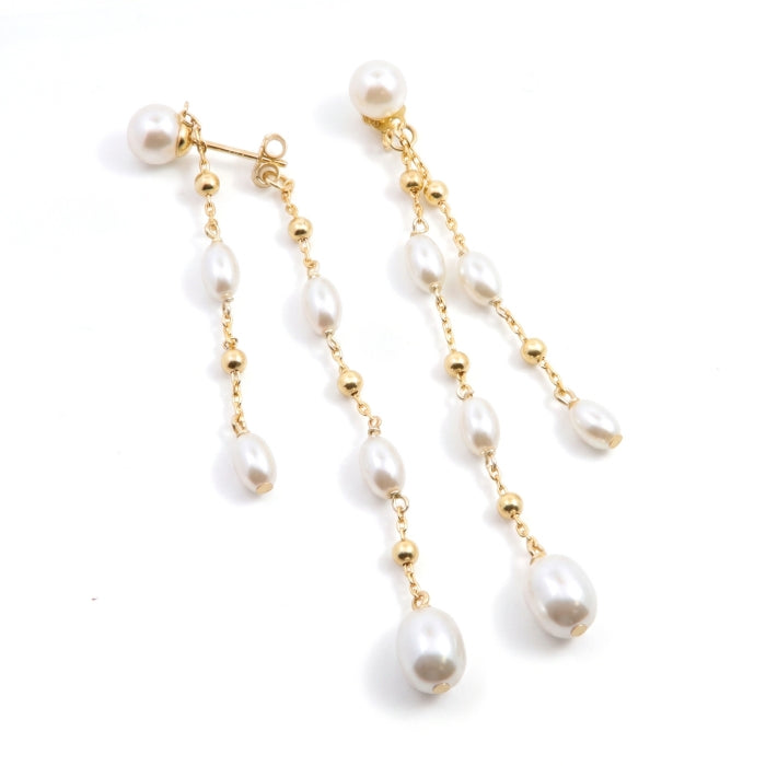Sunshine double drop faux pearl earring