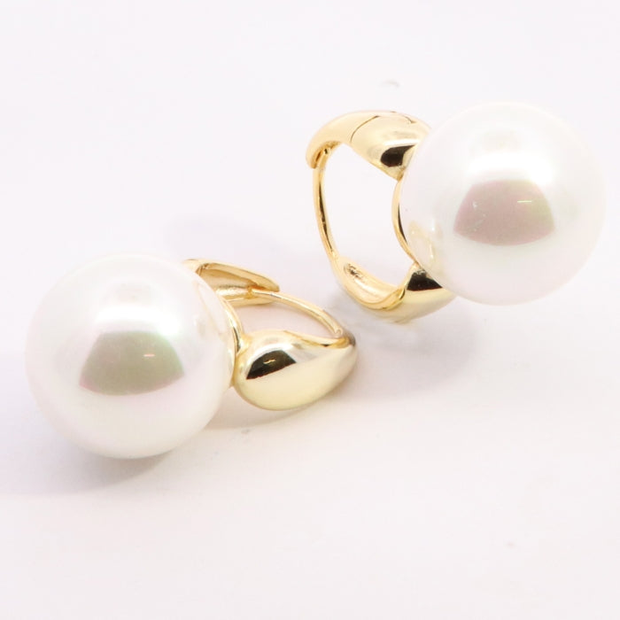 Sunshine Chunky Pearl Hoop Earrings